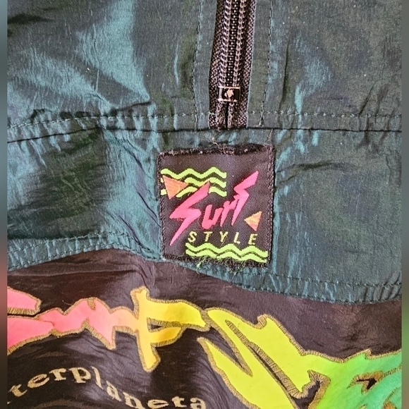 Vintage Retro 90's Y2K Surf Style Windbreaker Jacket OSFA - Picture 2 of 10